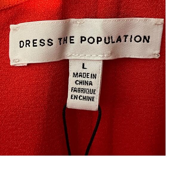 Dress the Population dress Bailey BodyCon mini off shoulder orange L Large - Picture 7 of 8
